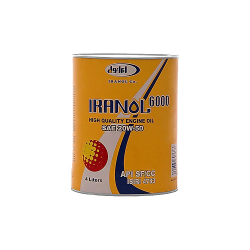 روغن موتور ایرانول 6000 20w50 چهار لیتری فلزی
